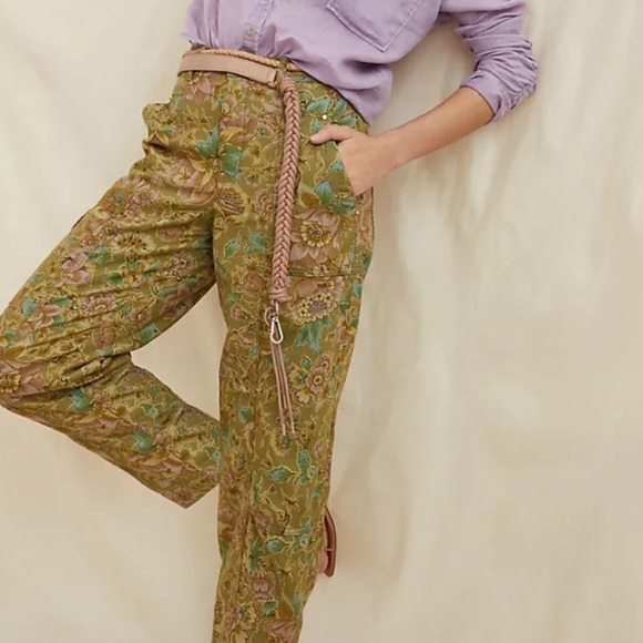 NWOT Anthropologie Brendan Floral Utility Pants Size 6 $130 100% Cotton - Picture 1 of 14